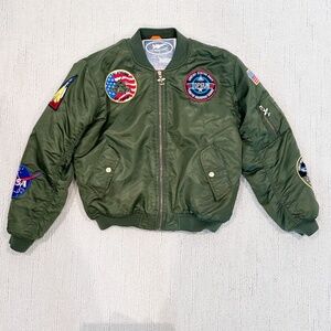 Up and Away | Youth MA-1 Flight Bomber Jacket | Green | 14